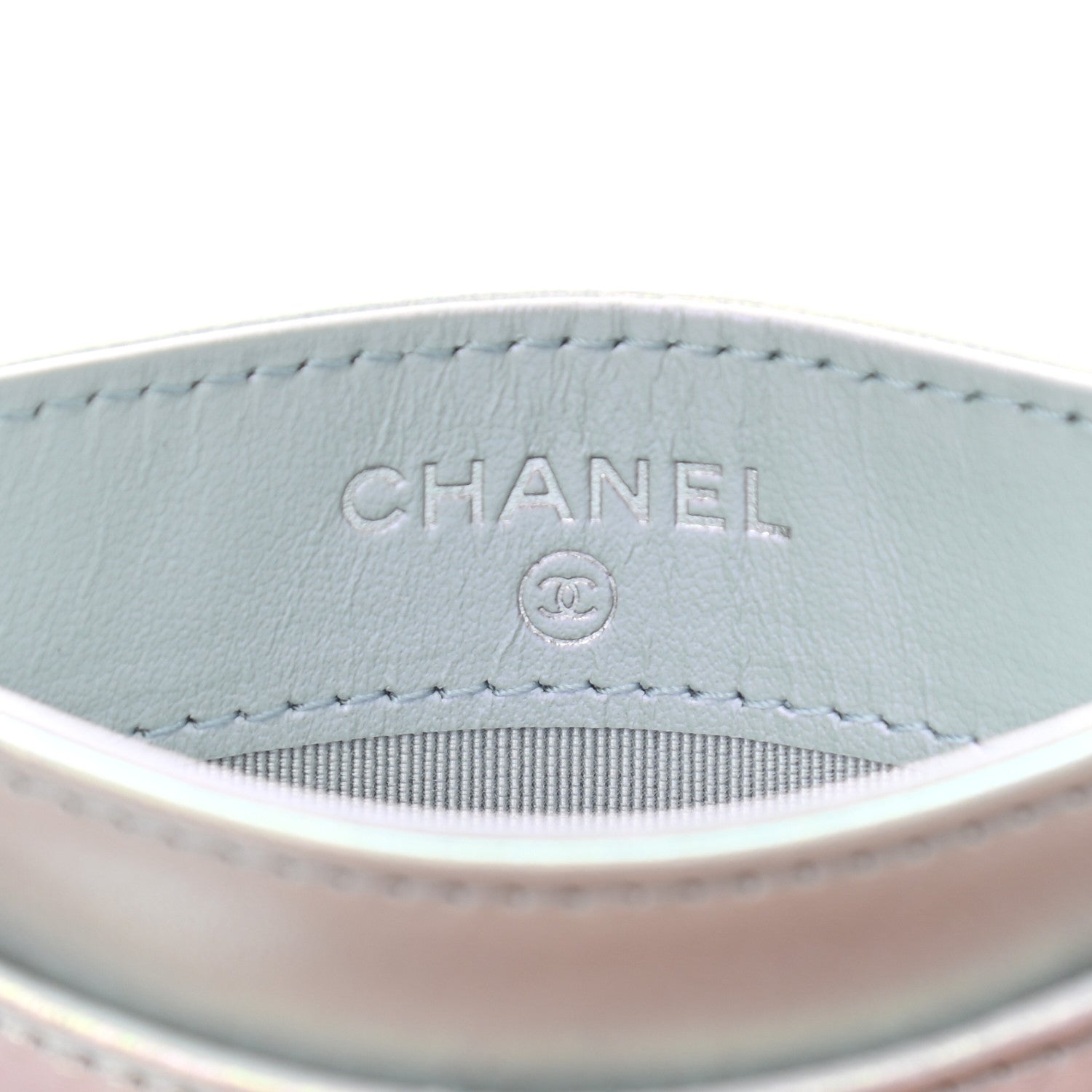 Chanel Iridescent Calfskin Quilted Card Holder Light Blue 6 of 8