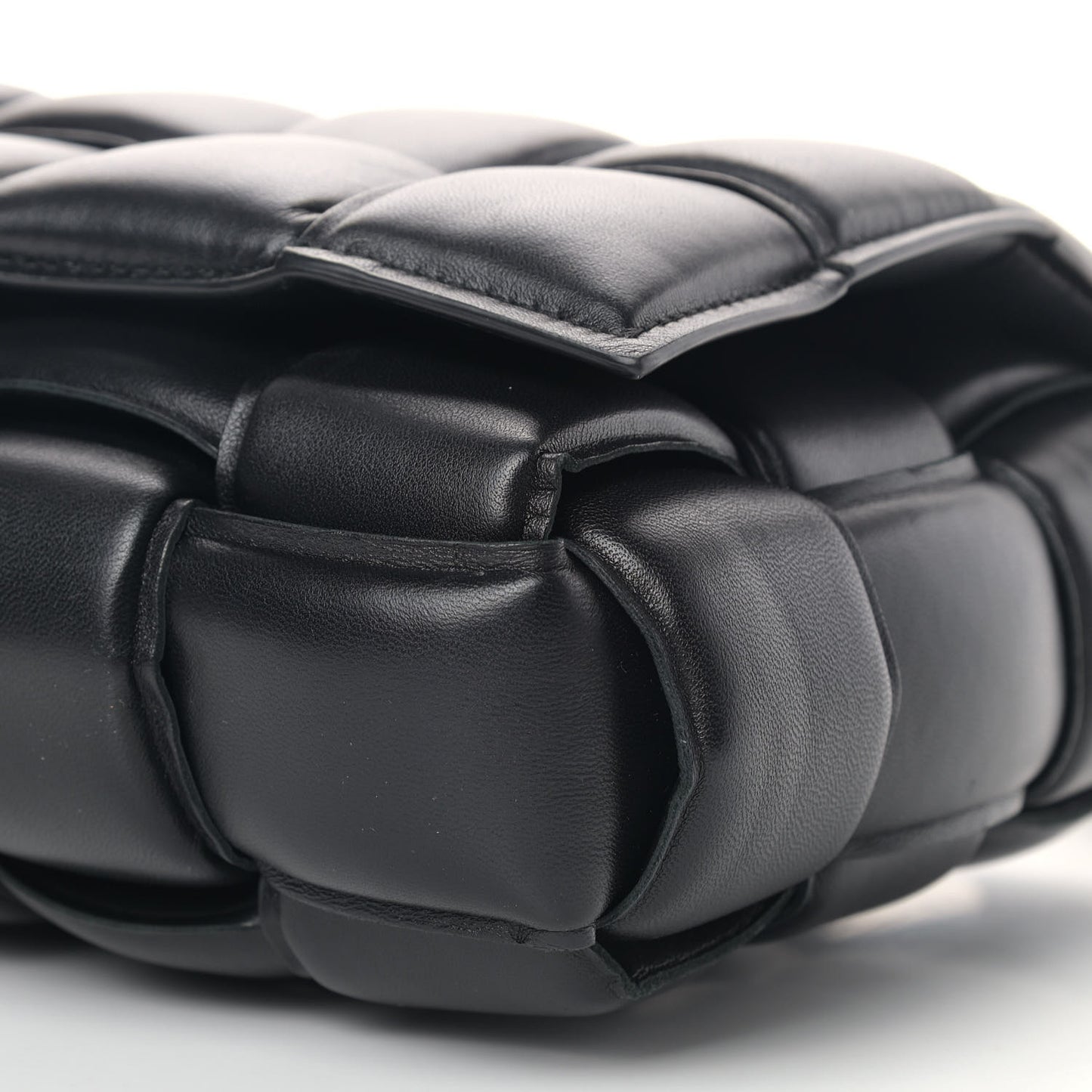 Paper Calfskin Maxi Intreccio Padded Cassette Crossbody Bag Black