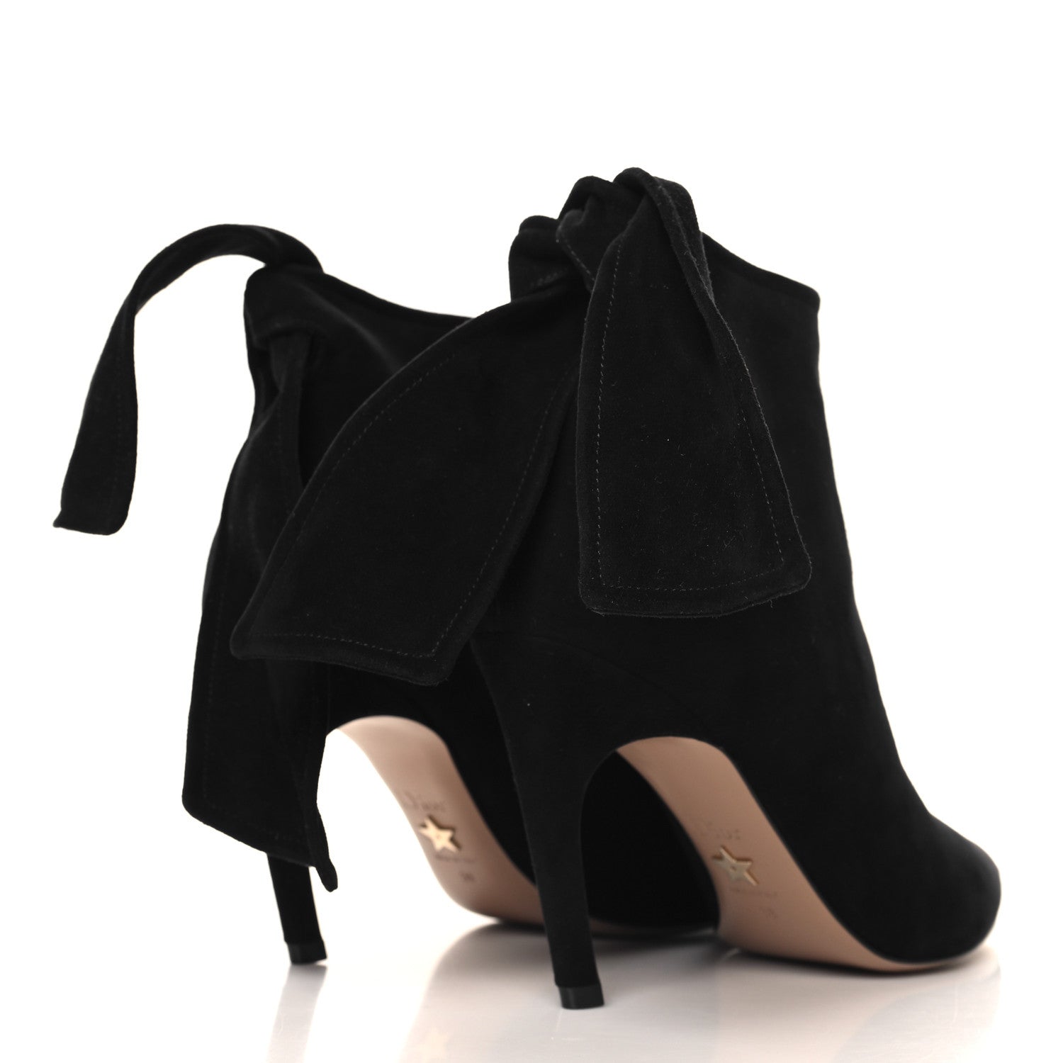 Christian Dior Suede La Belle D Bow Ankle Boots 38 Black 5 of 9