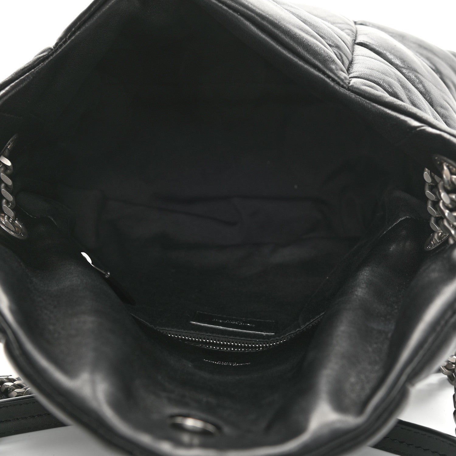 Saint Laurent Lambskin Quilted Medium Loulou Puffer Monogram Chain Satchel Black 5 of 9