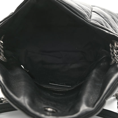 Saint Laurent Lambskin Quilted Medium Loulou Puffer Monogram Chain Satchel Black 5 of 9
