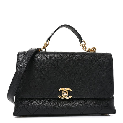 Chanel Caviar Diamond Stitched Small Top Handle Flap Black 1 of 10