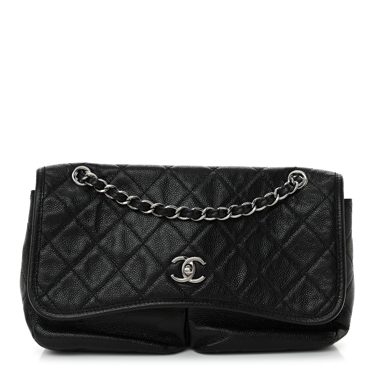 Grained Calfskin Medium Natural Beauty Flap Black