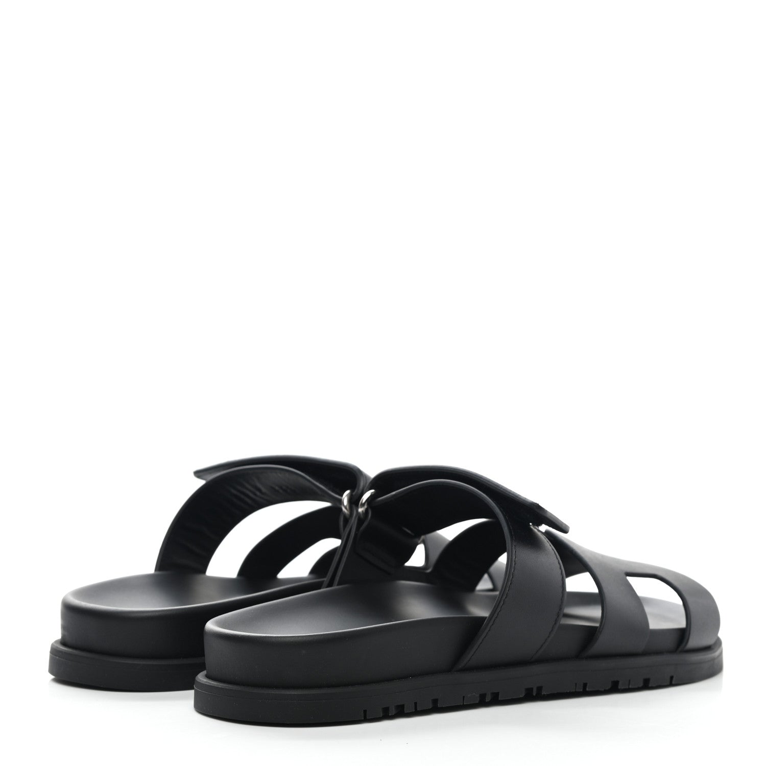 Hermes Calfskin Womens Chypre Sandals 36.5 Black 4 of 9