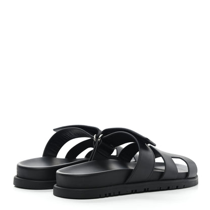 Hermes Calfskin Womens Chypre Sandals 36.5 Black 4 of 9
