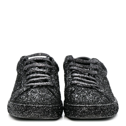 Saint Laurent Calfskin Crystal Glitter Andy Sneakers 38.5 Black 4 of 20