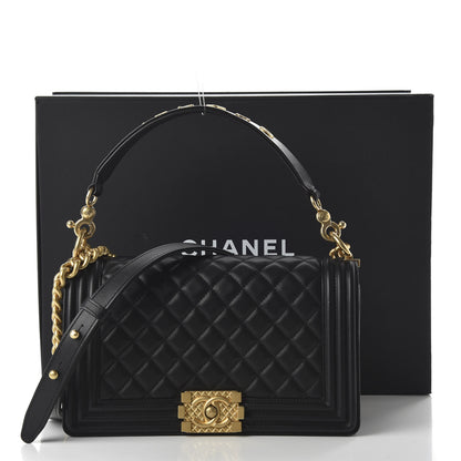 Chanel Calfskin Medium Boy Logo Top Handle Flap Black 11 of 11