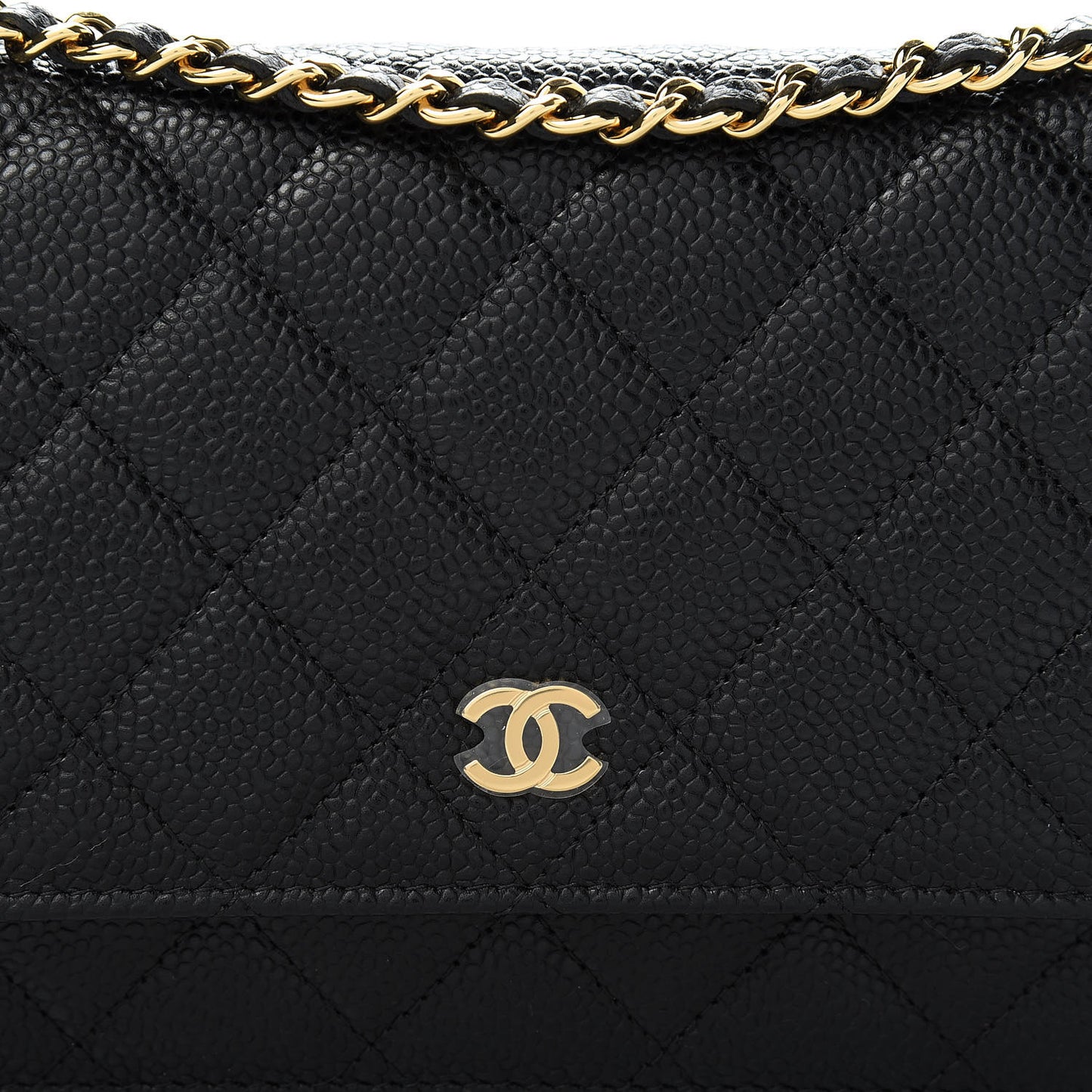 Caviar Quilted Wallet On Chain WOC Black