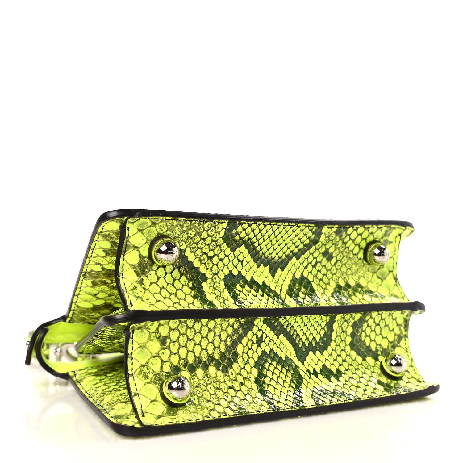 Fendi Snakeskin Shiny Nappa Petite Peekaboo I SEE U Satchel Yellow Fluo 4 of 8