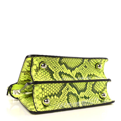 Fendi Snakeskin Shiny Nappa Petite Peekaboo I SEE U Satchel Yellow Fluo 4 of 8