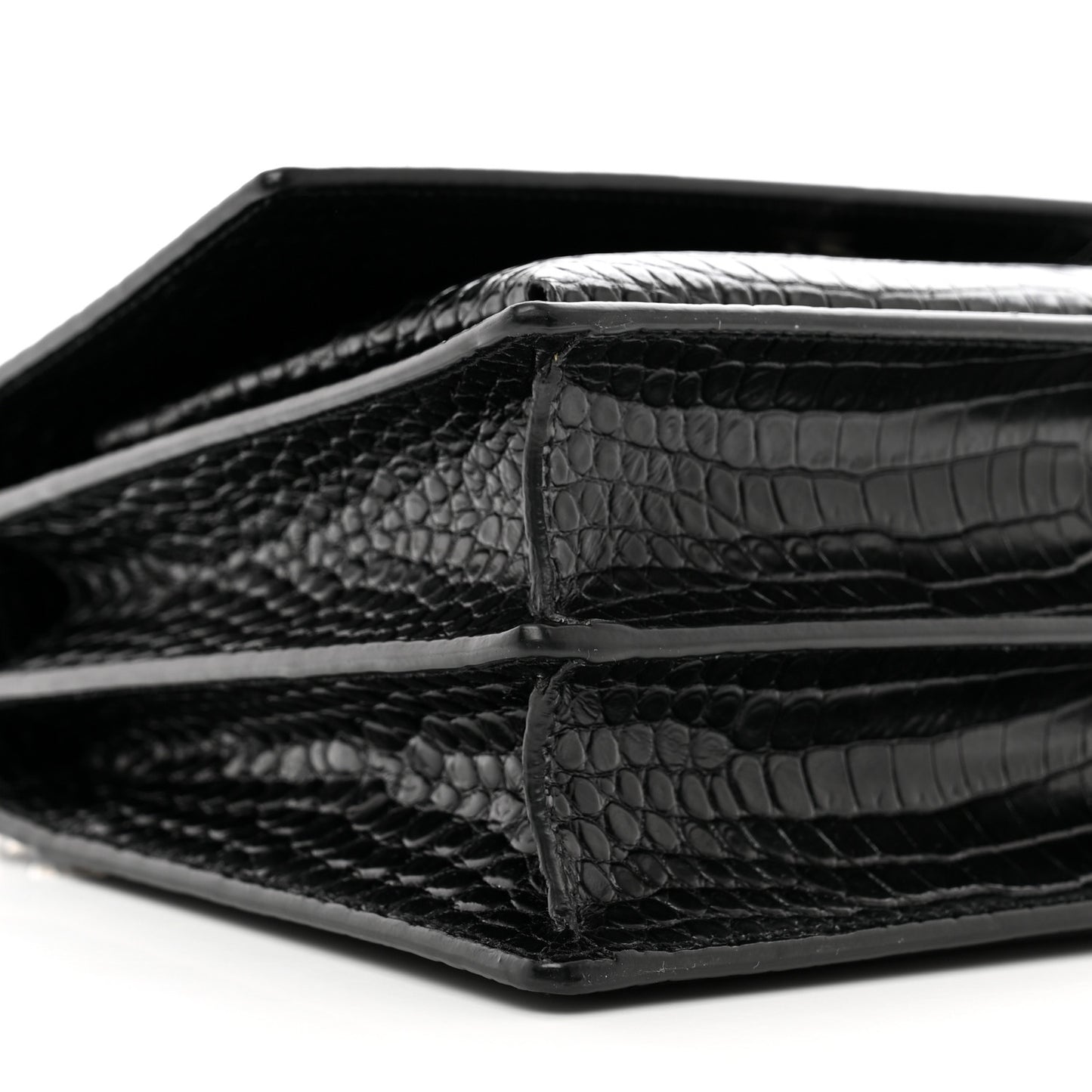 Calfskin Crocodile Embossed Medium Monogram Sunset Black