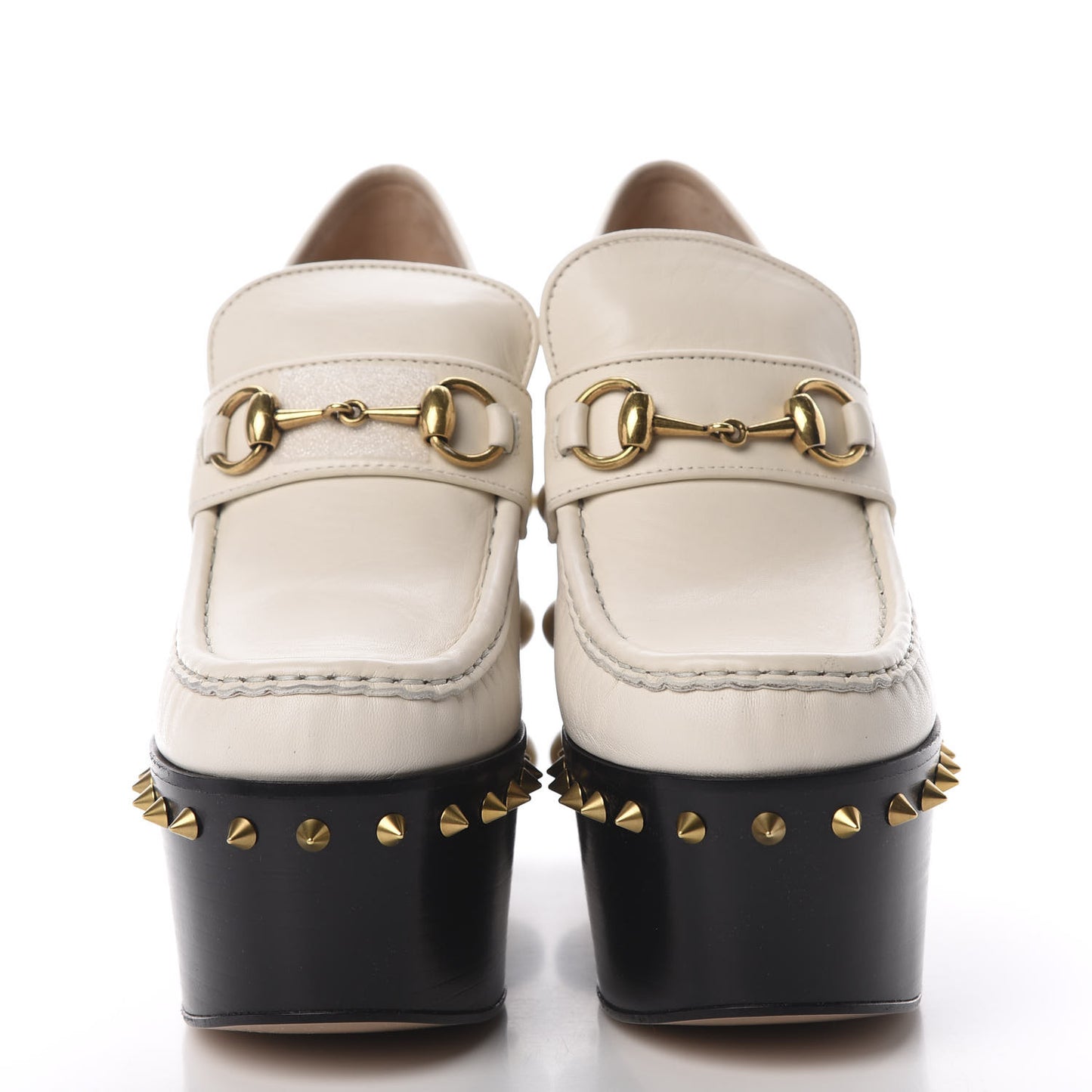 Malaga Kid Pearl Studded Spiked Vegas Platform Loafer 38.5 Mystic White