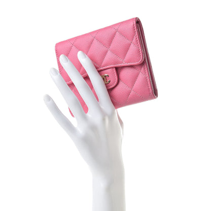 Chanel Caviar Quilted Compact Flap Wallet Pink 2 of 9