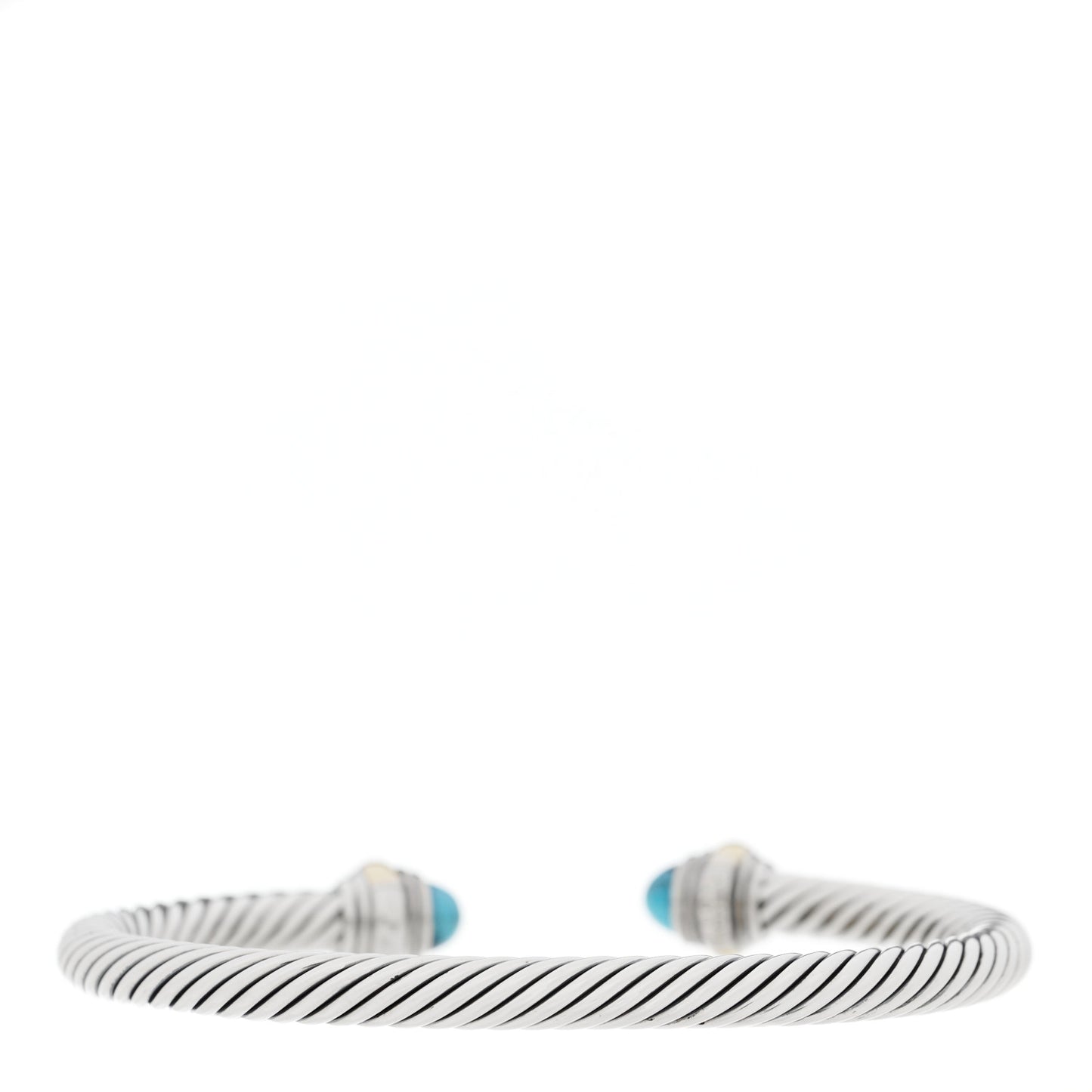 Sterling Silver 14K Yellow Gold Turquoise 5mm Cable Classics Bracelet