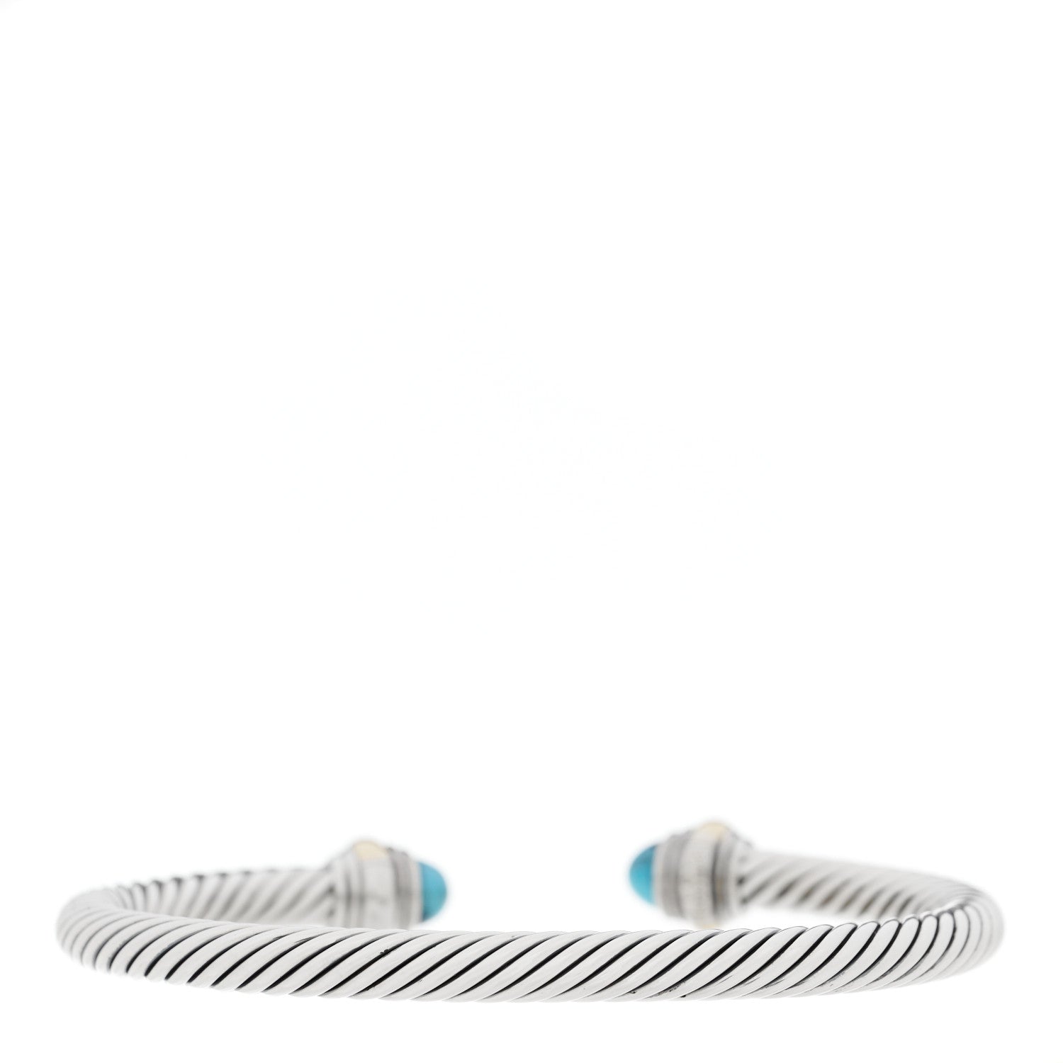 David Yurman Sterling Silver 14K Yellow Gold Turquoise 5mm Cable Classics Bracelet 2 of 3