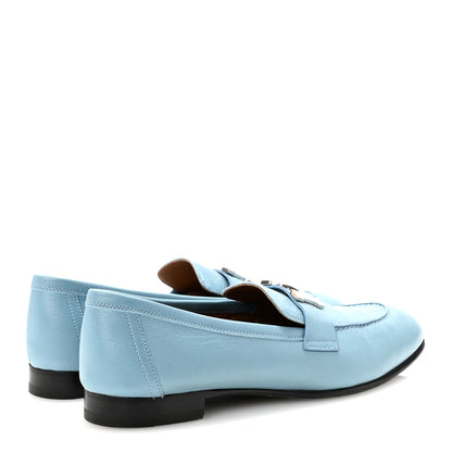 Hermes Goatskin Paris Loafers 38.5 Bleu Dorset 5 of 10