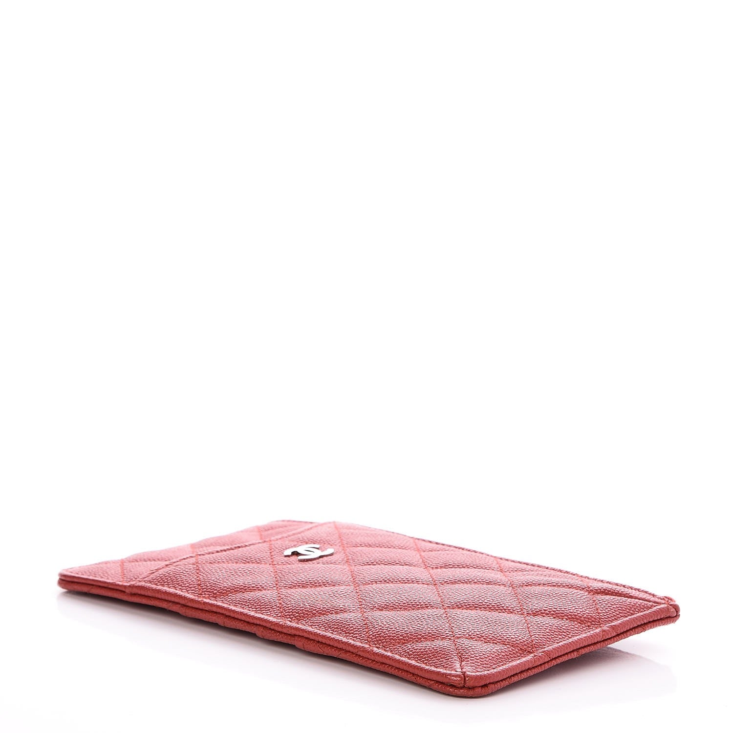 Chanel Caviar Quilted Flat Wallet Pouch Red 4 of 8