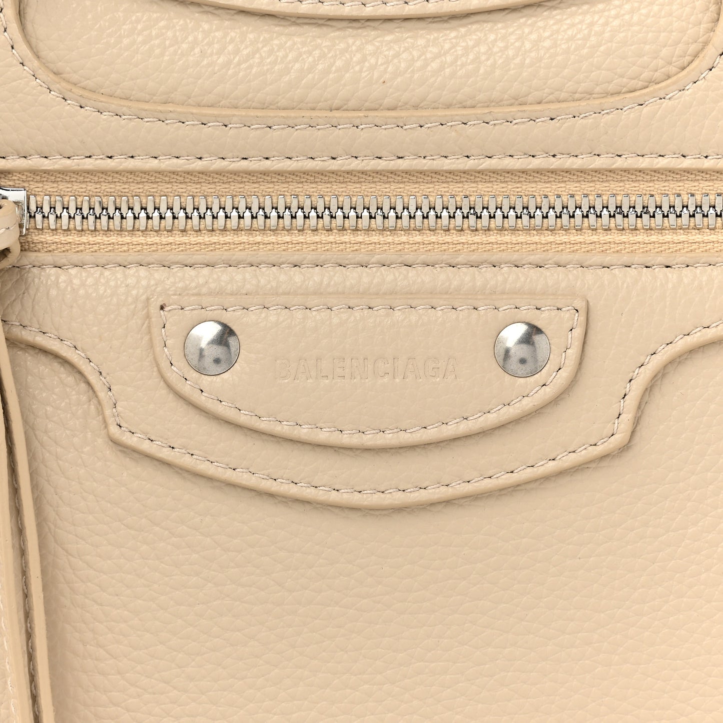 Grained Calfskin Neo Classic Silver Hardware S City Cream