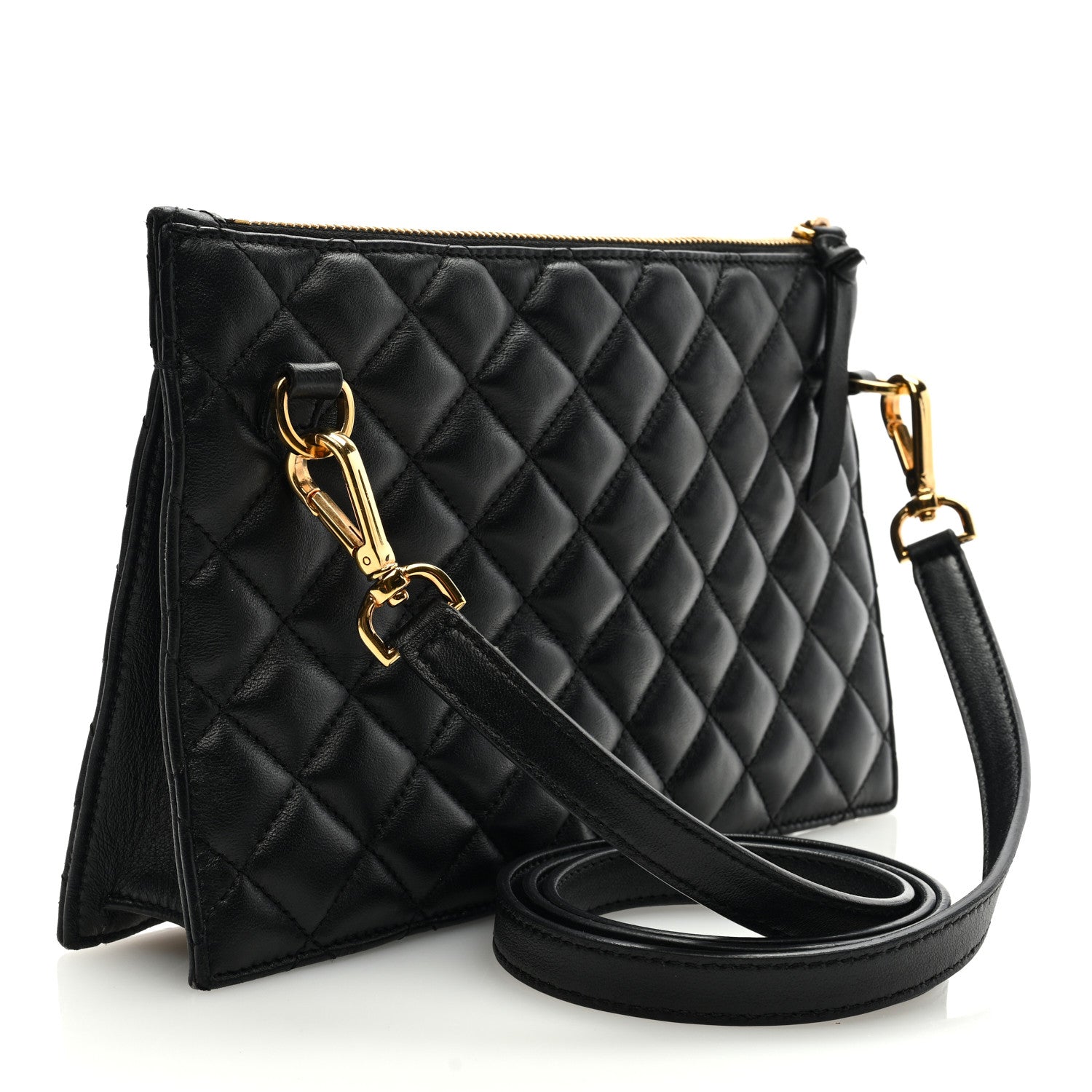 Versace Calfskin Quilted Small Tribute Icon Pouch Black 3 of 8
