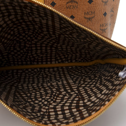 MCM Visetos Medium Liz Reversible Shopper Tote Cognac Yellow 10 of 18