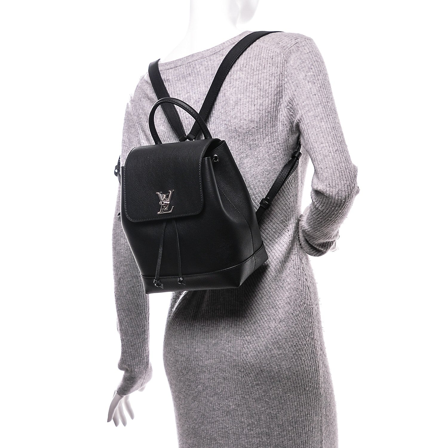Louis Vuitton Calfskin Lockme Backpack Black 2 of 6