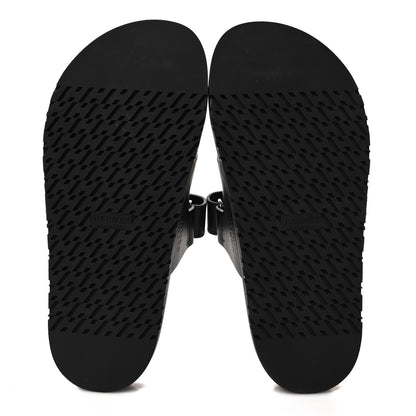 Hermes Calfskin Womens Chypre Sandals 37.5 Black 5 of 9