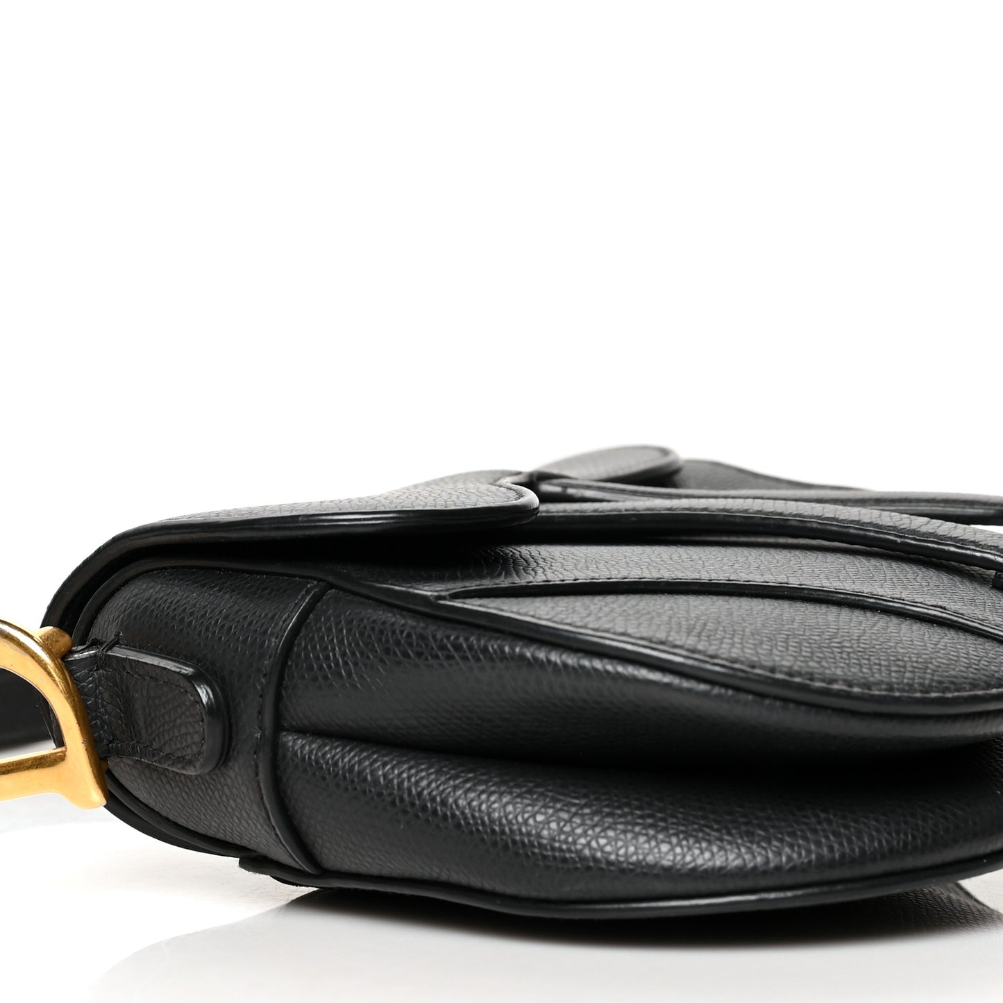 Grained Calfskin Mini Saddle Bag Black