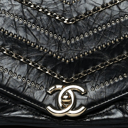 Chanel Crumpled Calfskin Chevron Chain Mini Square Flap Black 8 of 10