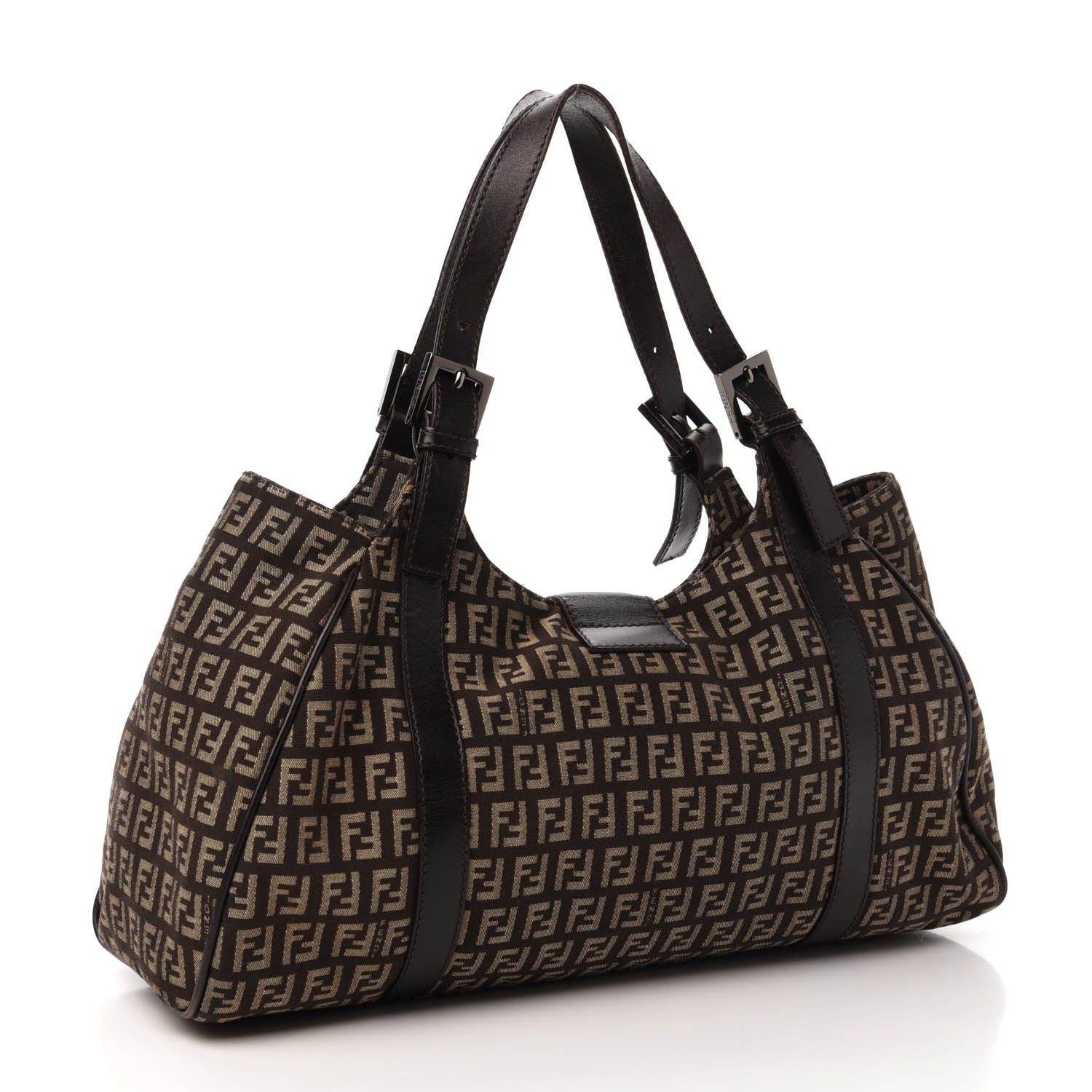 Fendi Zucchino Vitello Shoulder Bag Testa di Moro Beige 3 of 13