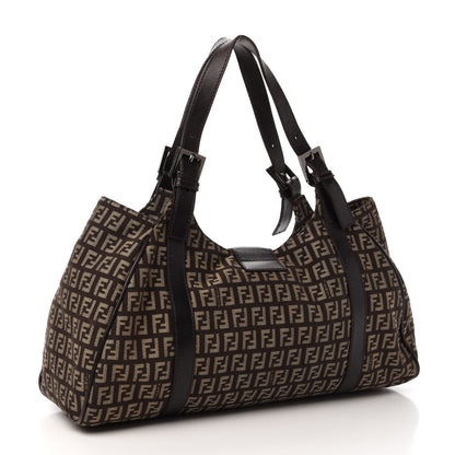 Fendi Zucchino Vitello Shoulder Bag Testa di Moro Beige 3 of 13