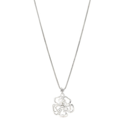Chanel Sterling Silver Camellia Pendant Necklace 1 of 5