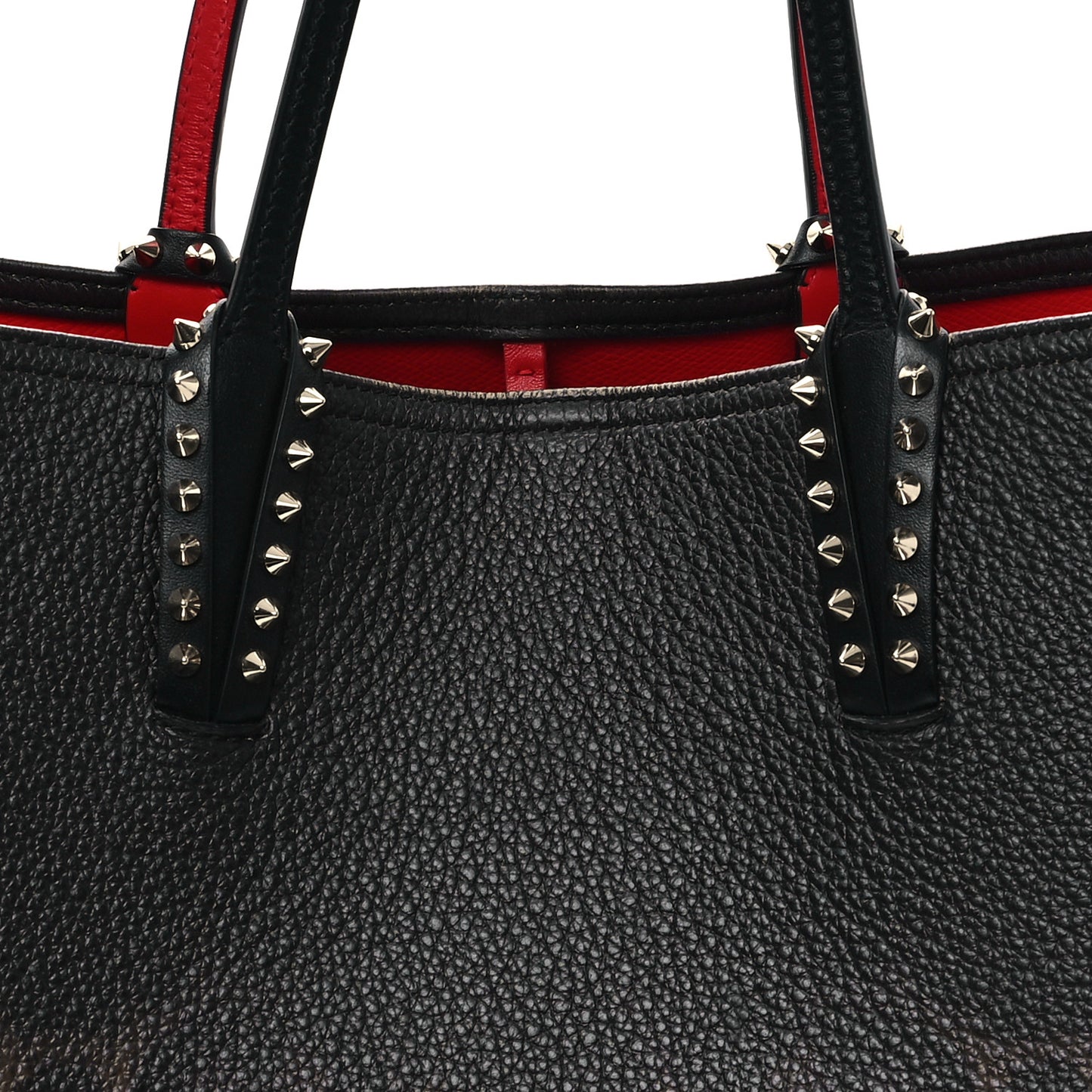 Calfskin Degrade Leopard Print Spikes East West Cabata Tote Black Multi