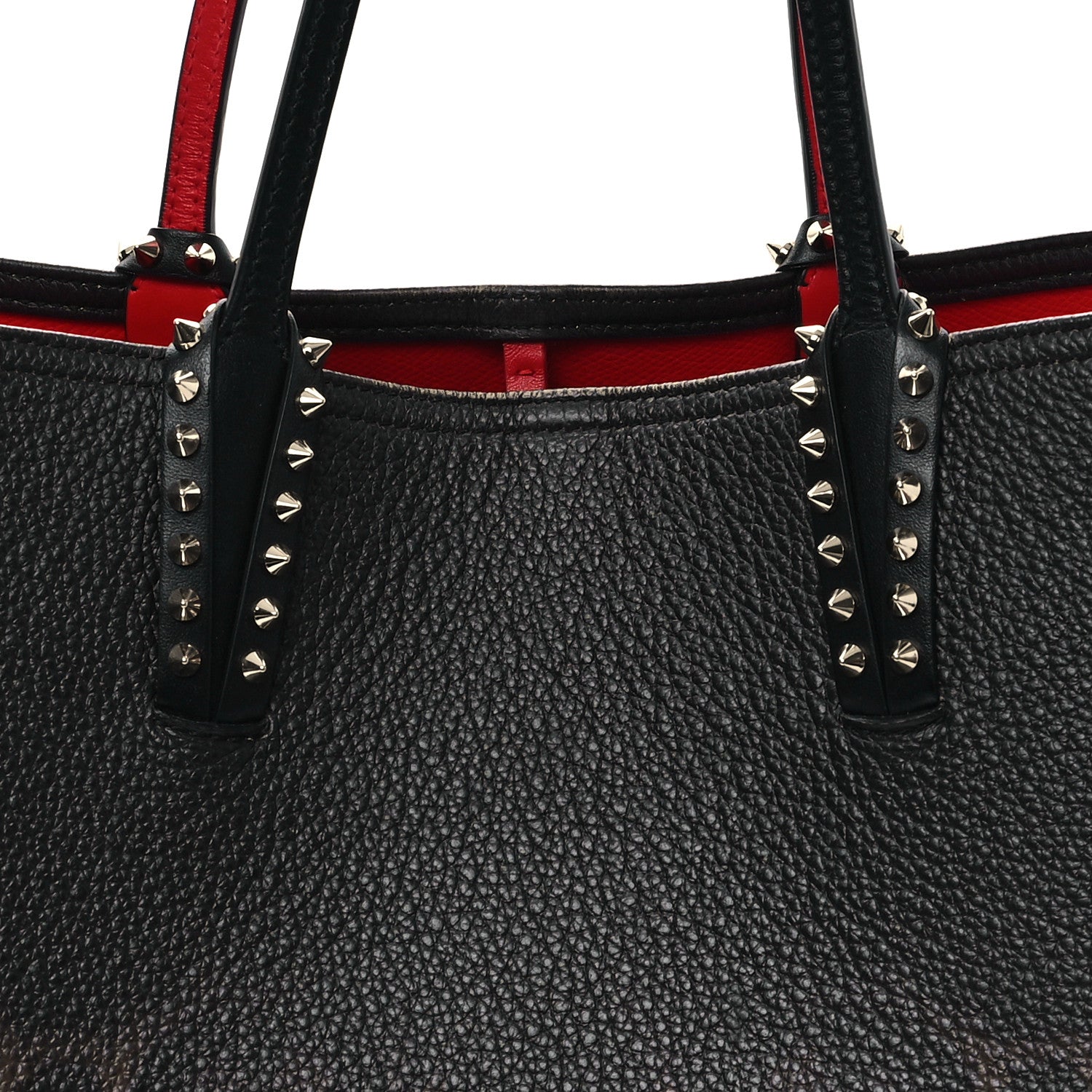 Christian Louboutin Calfskin Degrade Leopard Print Spikes East West Cabata Tote Black Multi 9 of 12