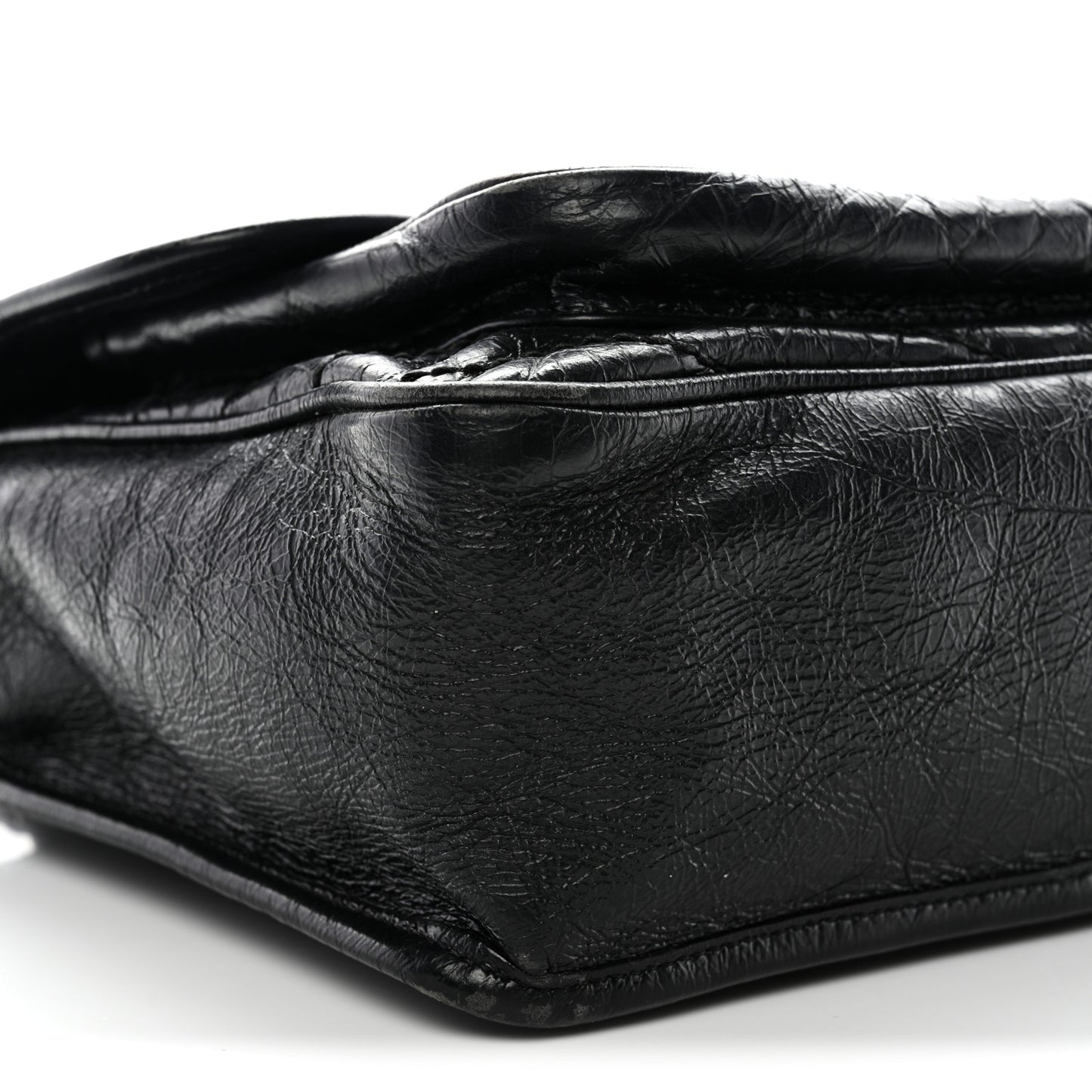Crinkled Calfskin Matelasse Monogram Medium Niki Chain Satchel Black