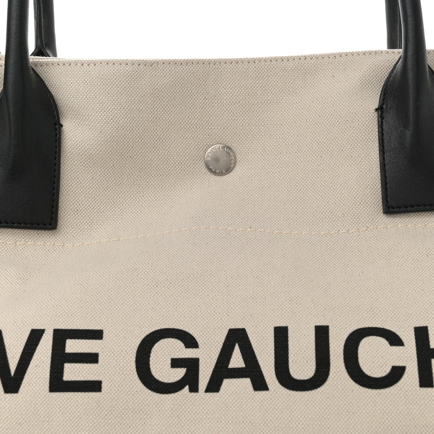 Linen Calfskin Rive Gauche Maxi Tote  Grege et Noir