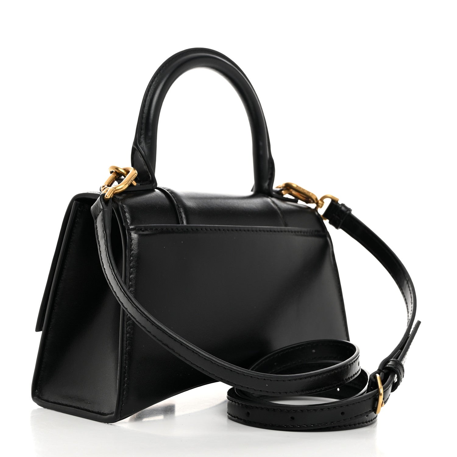 Balenciaga Shiny Box Calfskin Hourglass Top Handle Bag XS Black 2 of 11