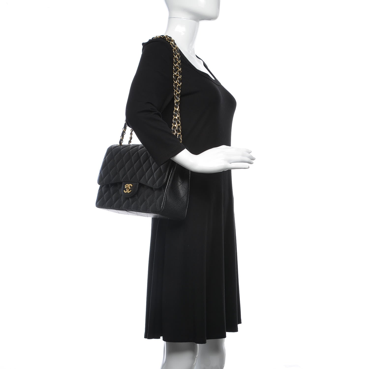 Chanel Caviar Quilted Jumbo Double Flap Black 2 of 7