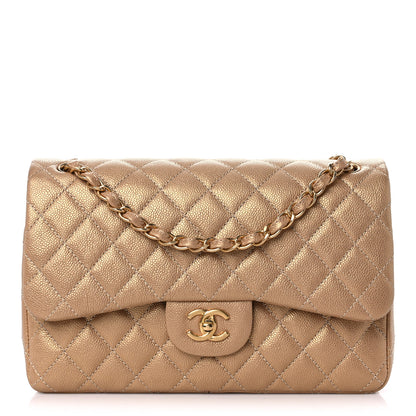 Chanel Pearly Caviar Quilted Jumbo Double Flap Gold 1 of 13