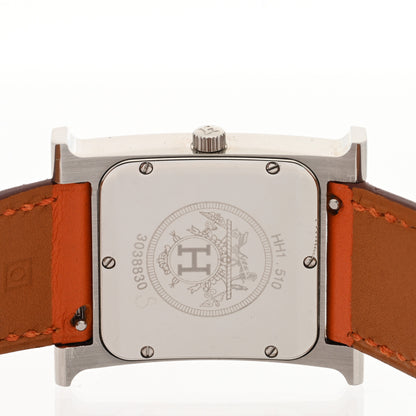 Hermes Stainless Steel Swift 26mm Heure H Hour Double Tour Quartz Watch Orange 4 of 5