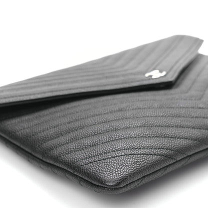 Chanel Calfskin Chevron Quilted Small Envelope Clutch Black 8 of 9