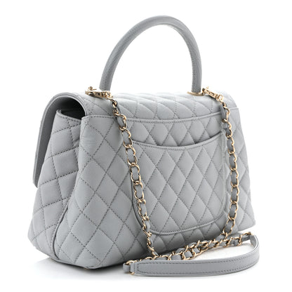 Chanel Caviar Lizard Embossed Quilted Small Coco Handle Flap Light Grey 3 of 10
