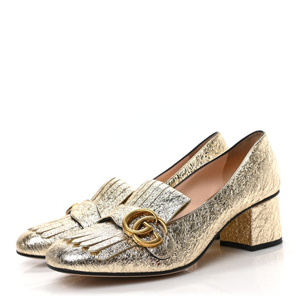 Gucci Galassia GG Marmont Fringe 50mm Loafer Pumps 38.5 Platino 3 of 8