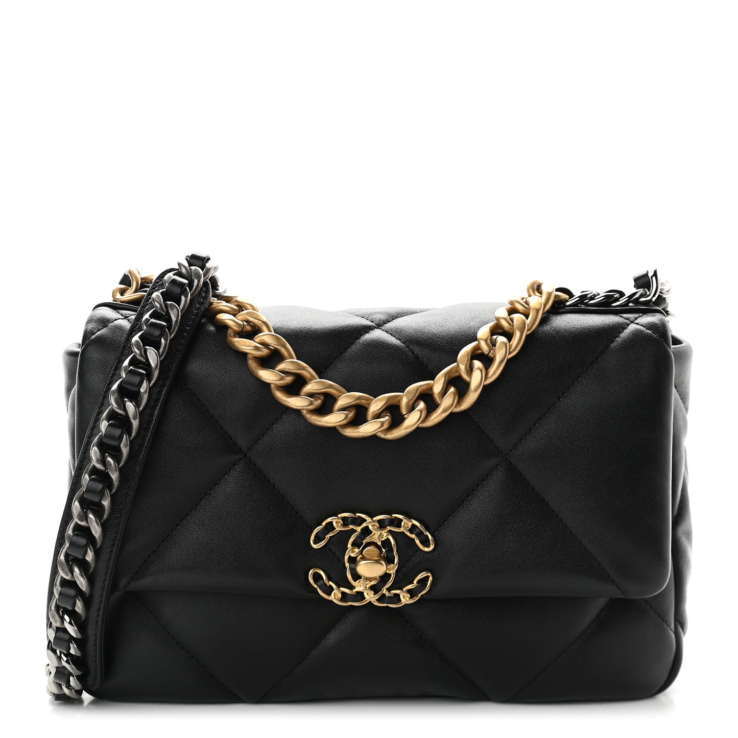 Lambskin Quilted Medium Chanel 19 Flap Black
