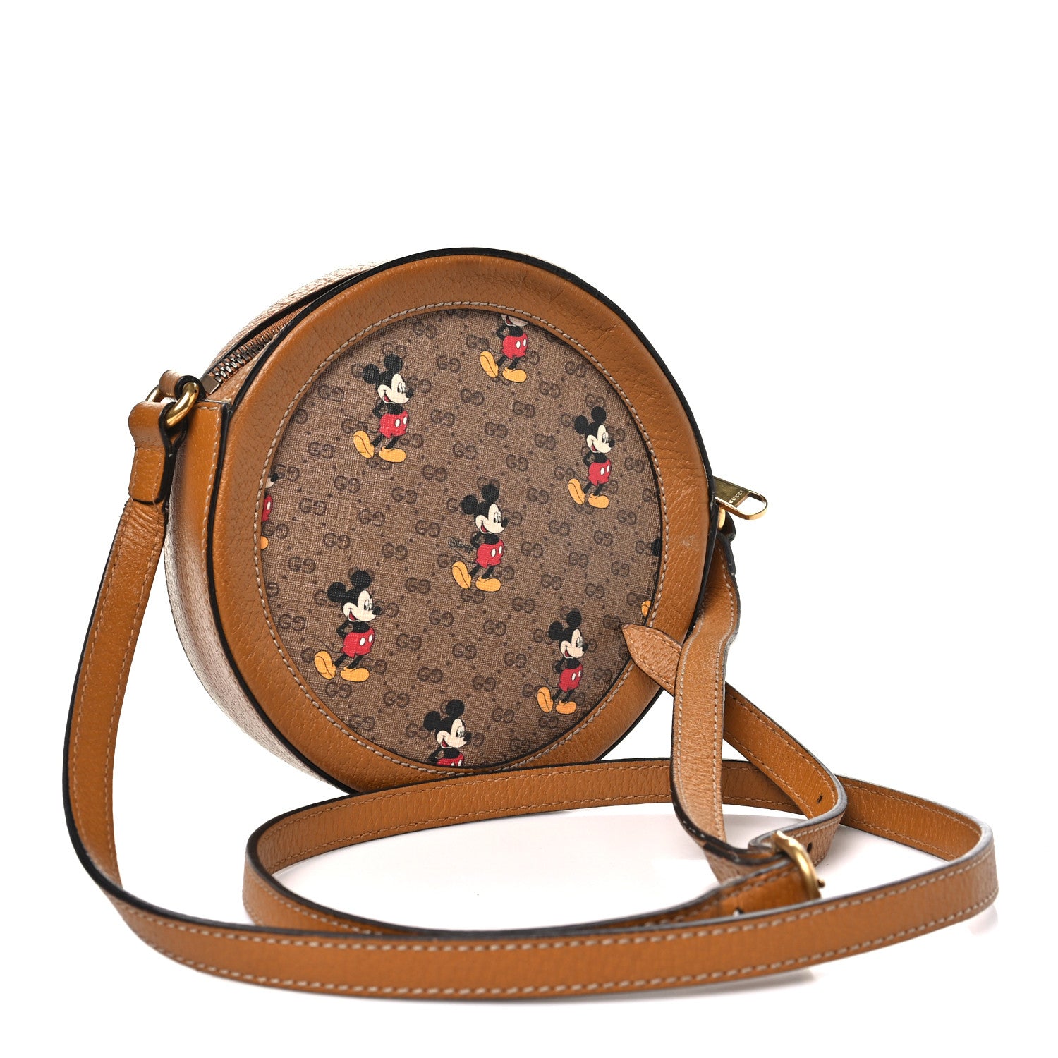 Gucci X DISNEY Mini Vintage GG Supreme Monogram Mickey Mouse Round Shoulder Bag Beige Vintage Sun Oil 3 of 12