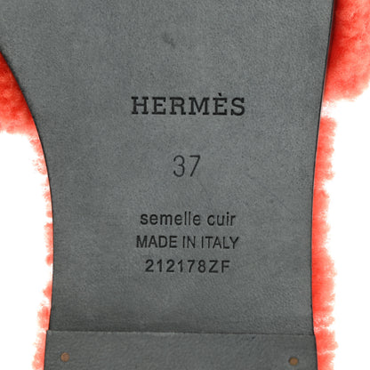 Hermes Woolskin Oran Sandals 37 Orange 7 of 10