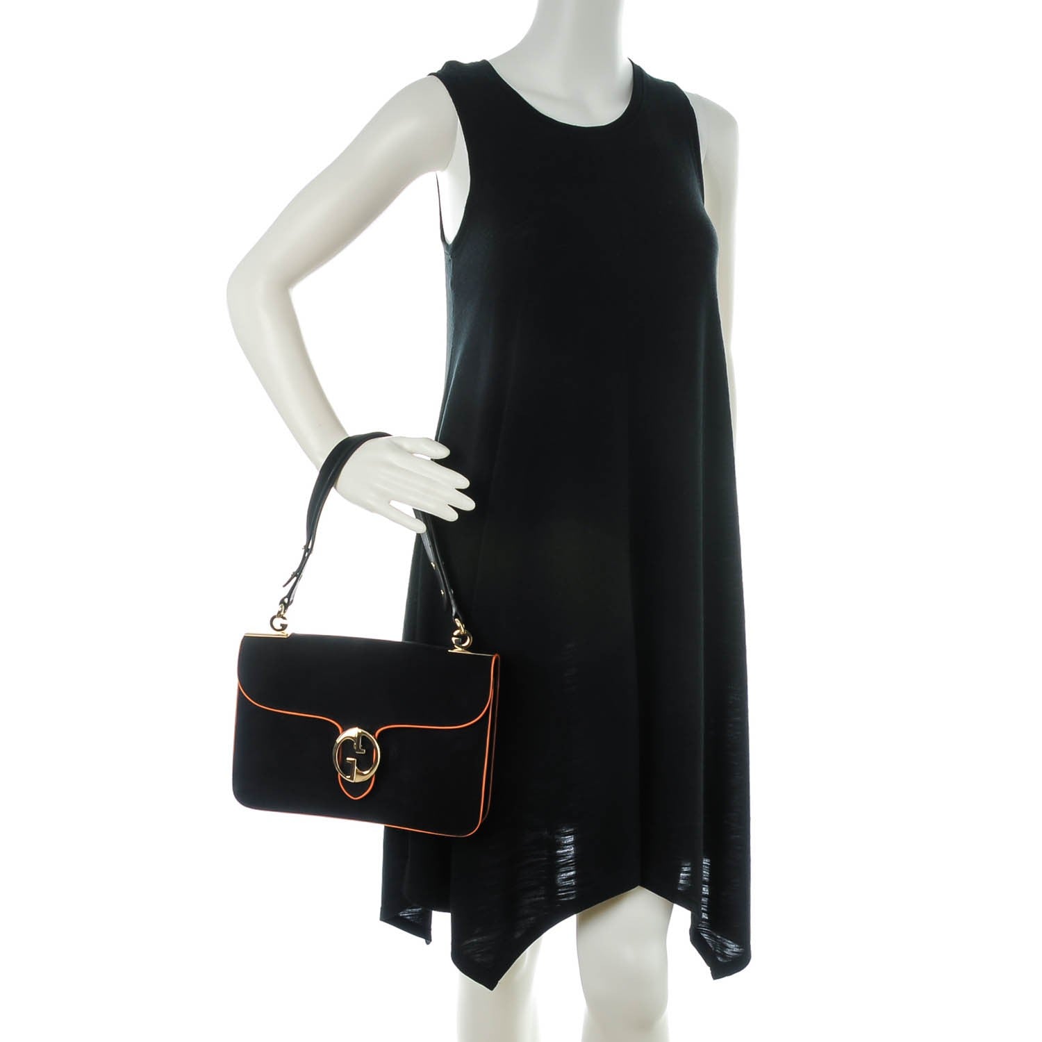 Gucci Nubuck Medium 1973 Shoulder Flap Bag Black 2 of 8