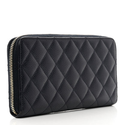 Chanel Caviar Quilted Large Gusset Zip Around Wallet Navy 3 of 13
