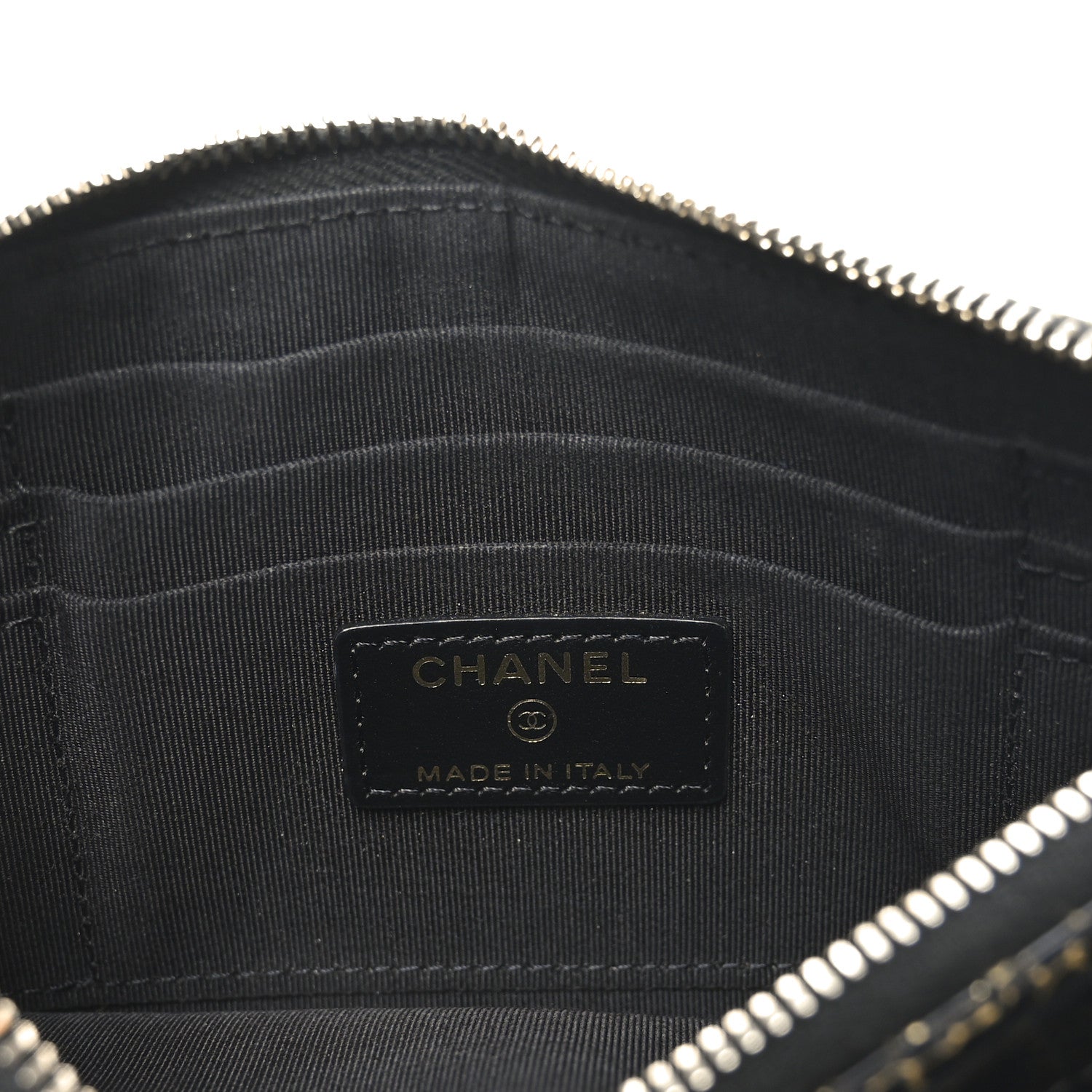 Chanel Calfskin Crocodile Embossed Graffiti 2.55 Cocodile Reissue Zip Pouch Black Gold 6 of 7