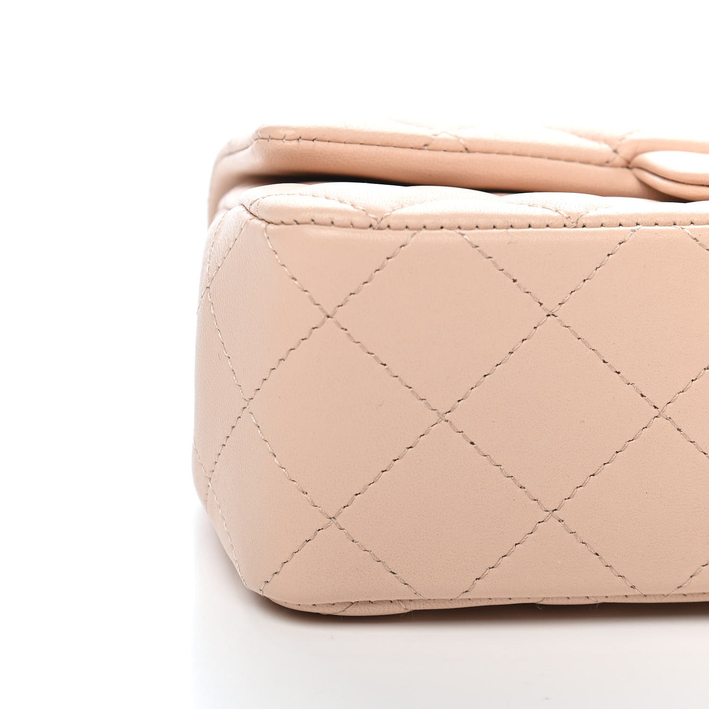 Lambskin Quilted Mini Rectangular Flap Beige