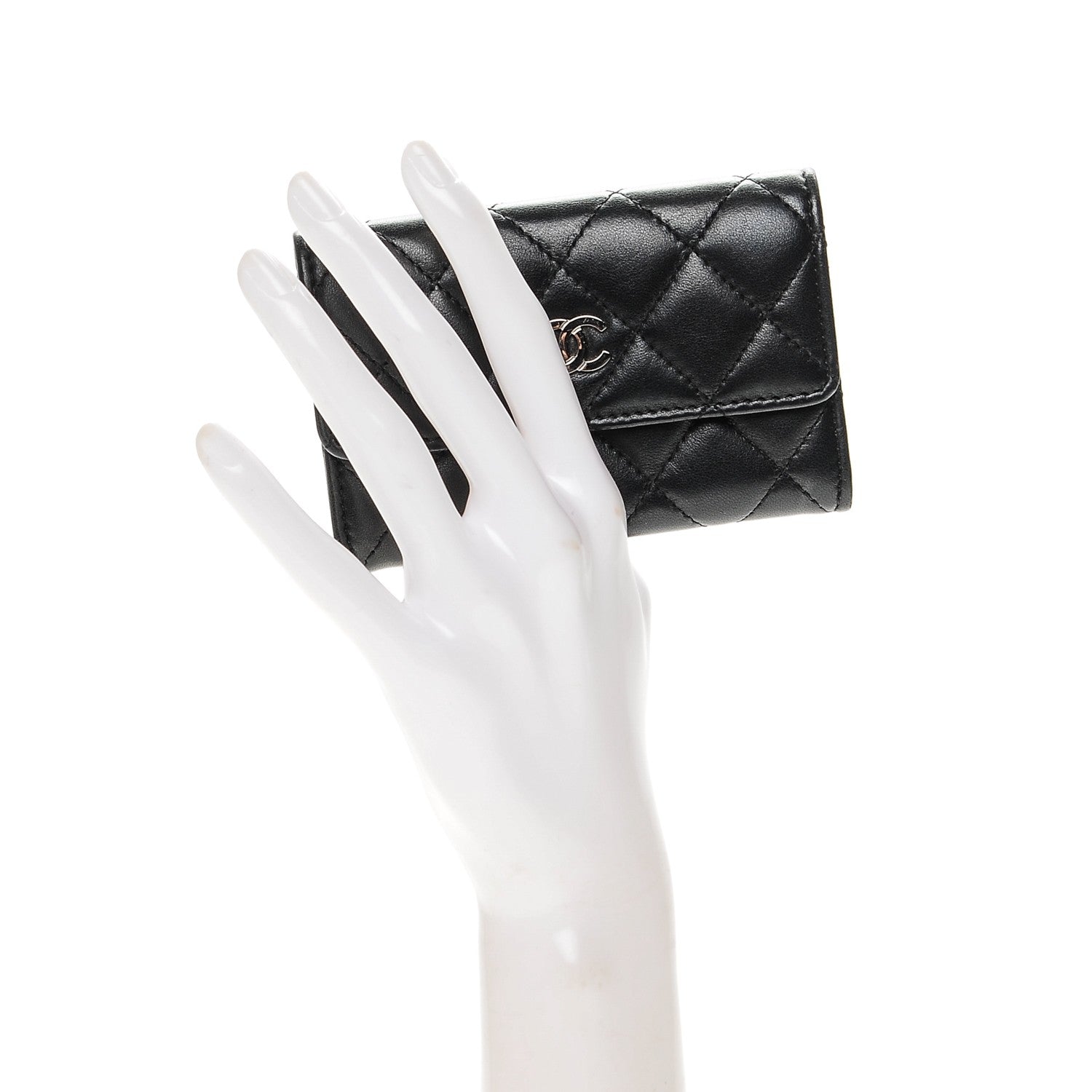 Chanel Lambskin Quilted Flap Card Holder Black 2 of 7